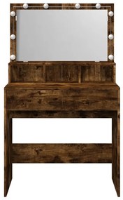 Toucador com LED 80x41x134,5 cm cor carvalho fumado