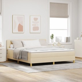 vidaXL Cama Box Spring com Colchão Creme 180x200 cm Tecido