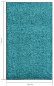 Tapete de porta lavável 90x150 cm azul ciano