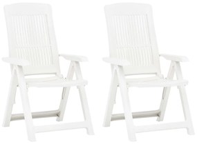 vidaXL Cadeiras de jardim reclináveis 2 pcs plástico branco