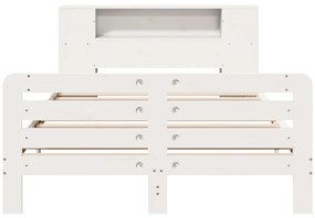 Cama sem colchão 140x190 cm madeira de pinho maciça branco