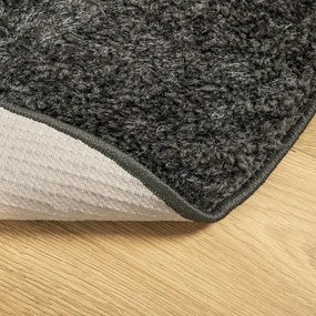 Tapete de pelo alto aspeto brilhante ISTAN Ø 80 cm antracite