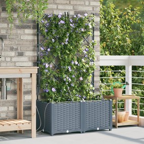 Vasos de Jardim com Sistema de Irrigação 2 pcs Cinzento-claro