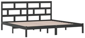 Estrutura de cama 200x200 cm pinho maciço preto