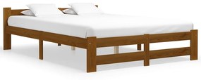Estrutura de cama 140x200 cm madeira pinho maciço castanho mel