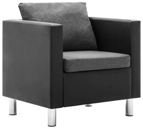 vidaXL Poltrona em couro artificial preto e cinzento-claro