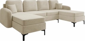 Sofá de canto Torlua 104, Cama com arrumação, 293x172x96cm, 159 kg, Pernas: Metal, Madeira: Pinheiro