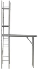 3 pcs conjunto jantar dobrável com prateleira MDF e aço preto