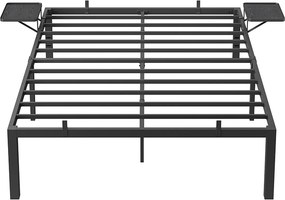 Estrutura Cama 140 x 200 cm com prateleiras metálicas para arrumação Preto 
