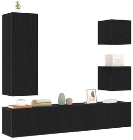 Conjunto de Armário de TV vidaXL 6 Peças Carvalho Preto Madeira Deriva