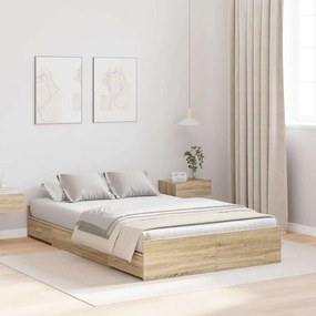 vidaXL Estrado de cama com arrumação Carvalho sonoma 120 x 200 cm