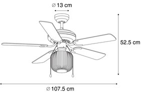 Ventilador de teto latão com madeira 107,5cm com interruptor de tração - Mistral Karel Industrial