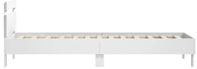 Estrutura de cama c/ cabeceira e luzes LED 90x190 cm branco