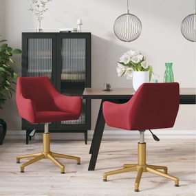 vidaXL Cadeiras de jantar giratórias 2 pcs veludo vermelho tinto