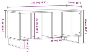 Armário para discos 100x38x48 cm derivados de madeira branco