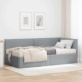 vidaXL Estrutura de Cama de Canto com ColchĂŁo 2 pcs Cinzento-claro