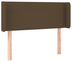 Cabeceira de cama c/ luzes LED tecido 103x16x78/88 cm castanho