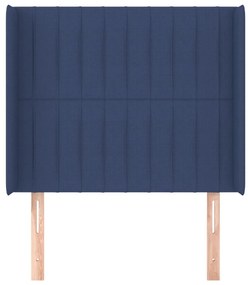 Cabeceira de cama c/ abas tecido 83x16x118/128 cm azul