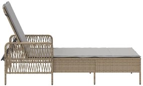 Espreguiçadeira Bege e cinza claro Rattan PE 157 x 55 x 92 cm