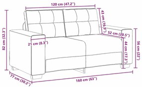 Conjunto de Sofás de 3 Peças com Almofadas em Tecido Castanho