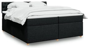 Cama com molas/colchão 200x200 cm tecido preto