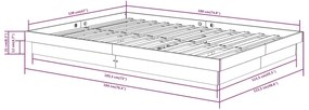 Estrutura cama pequena casal 120x190 cm pinho maciço cinza