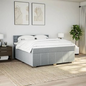 Cama com molas/colchão 180x200 cm tecido cinzento-claro