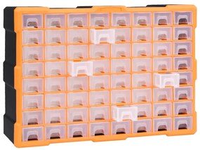 Caixa organizadora com 64 gavetas 52x16x37,5 cm