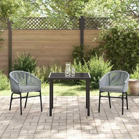 Conjunto de jantar de jardim 3 peças - Polirattan cinza.