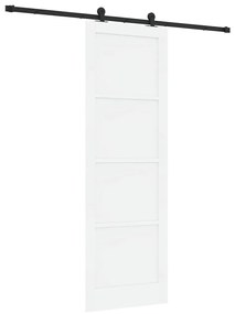 Porta Deslizante com Conjunto de Hardware 'ORKDAL'Branco Madeira Maciç