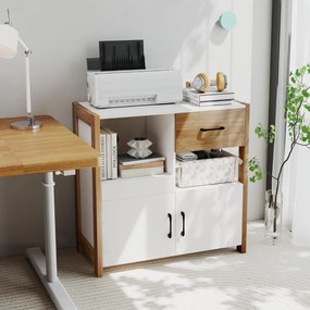 Armário de armazenamento 82 x 40 x 81 cm para escritório de estilo moderno com gaveta, prateleira deslizante e 2 portas branco