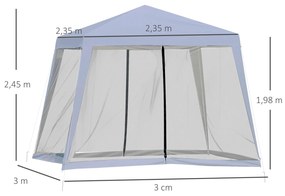 Outsunny Tenda de Jardim 3x3m Gazebo com 4 Partes Laterais Mosquiteiro