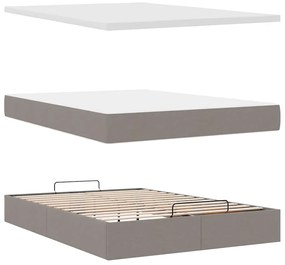 Cama otomana com colchão 140x200 cm tecido cinza
