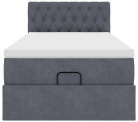 Estrutura de cama otomana com colchão cinza escuro veludo