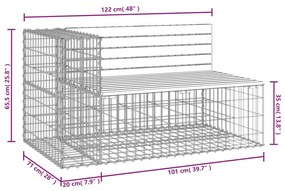 Banco de jardim c/ design gabião 122x71x65,5cm pinho impregnado