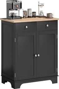 Aparador de Sala, 68 x 40,3 x 85 cm, 2 Gavetas e Prateleira Regulável, Preto