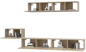 Conjunto móveis de TV 5 pcs madeira processada carvalho sonoma