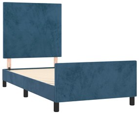Estrutura de cama sem colchão 90x200 cm veludo azul-escuro