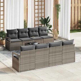 Conjunto de Sofás para Jardim vidaXL de 9 Peças com Almofadas Cinza Rattan Poliéster