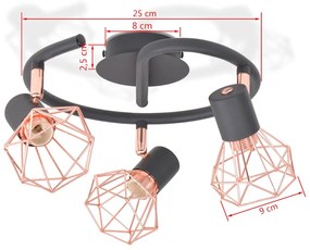 Candeeiro de teto com 3 lâmpadas filamentos LED 12 W
