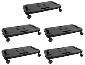 vidaXL Carrinhos de transporte 5 pcs 200 kg polipropileno preto