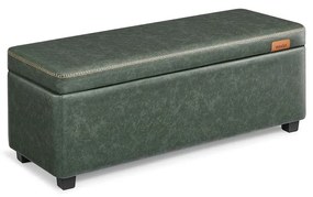 Banco baú estofado de armazenamento com assento macio e seguro | VASAGLE | 110 x 40 x 40 cm | Verde floresta | LOM075C01.