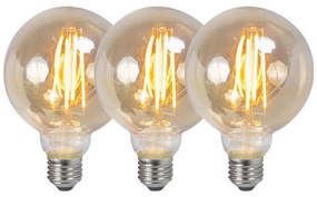 Conjunto de 3 Lâmpadas LED E27 Reguláveis G95 Fumê 5W 380lm 2200K