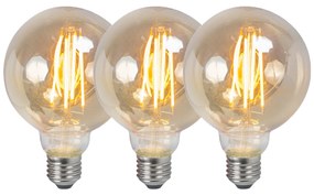 Conjunto de 3 lâmpadas LED reguláveis E27 G95 fumê 5W 380 lm 2200K