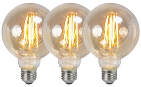 Conjunto de 3 Lâmpadas LED reguláveis E27 G95 Fumê 5W 380lm 2200K