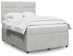 vidaXL Cama com molas/colchão 140x190 cm veludo cinzento-claro