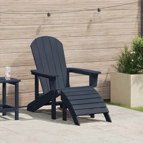 vidaXL Cadeira Adirondack com Descanso de Pés Azul-marinho HDPE