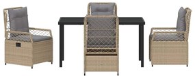 Conjunto de jantar de jardim 5 peças bege em polyrattan.