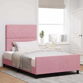 vidaXL Cama Box com cabeceira Rosa 120 x 200 cm Veludo