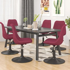 Cadeiras de jantar giratórias 6 pcs veludo vermelho tinto